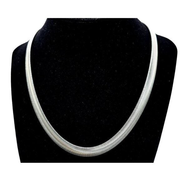 New Tocara Soft Herringbone Necklace Solange Silver Stainless Steel Slinky Chain - Picture 2 of 13